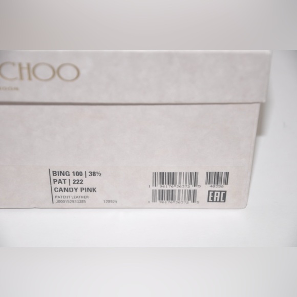 JIMMY CHOO Bing 100 Embellished Patent Leather Pink Mule Heels Size 38.5 / 8.5 - Picture 12 of 12